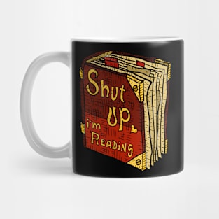 shut up i'm reading. hand drawn artwork by JJadx. Mug